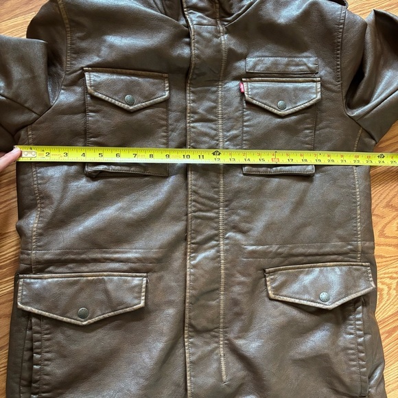 Levi's Men's 4-Pocket Field Military Jacket Large Saddle Faux Leather Sherpa - Picture 7 of 14